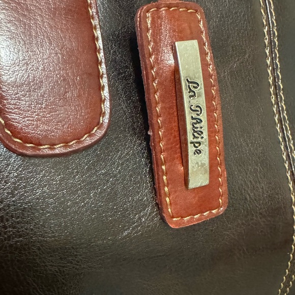 La philipe large dark brown leather trim bag - Picture 3 of 9